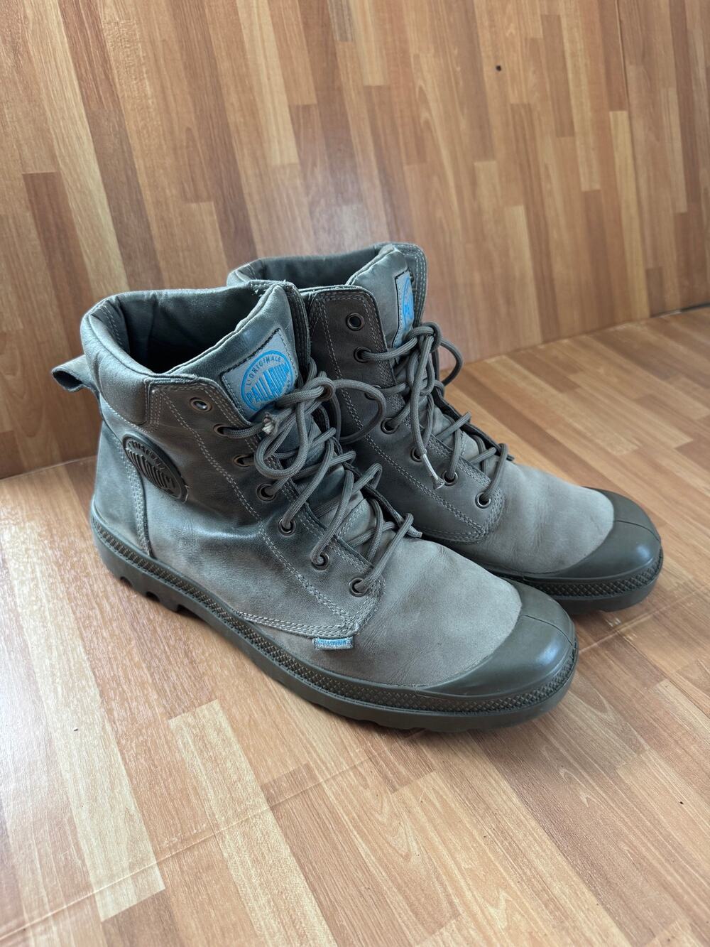 Palladium Pampa Sport Cuff WP Lux Gray Leather Boots 73231-009-M Men 10.5
